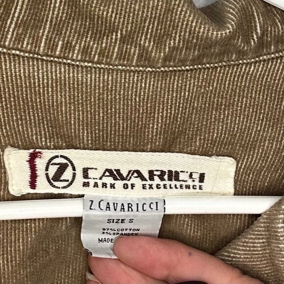 Z Cavaricci Vintage Distressed Tan Womens Small Button Up Corduroy Jacket 1990 - Picture 3 of 4